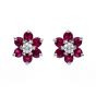 Ruby Cluster Earrings - 00018757 | Heming Diamond Jewellers | London