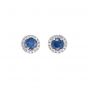 Sapphire and Diamond Cluster Earrings - 00022707 | Heming Diamond Jewellers | London