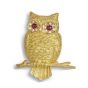 Yellow gold owl brooch - 02023826 | Heming Diamond Jewellers | London