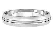 18ct WG 4mm ribbed satin finish wedding band - 02020899 | Heming Diamond Jewellers | London