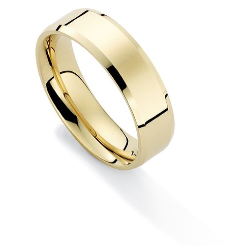 18ct Yellow Gold 6mm Flat Court Shape Wedding Ring - 00018935 | Heming Diamond Jewellers | London