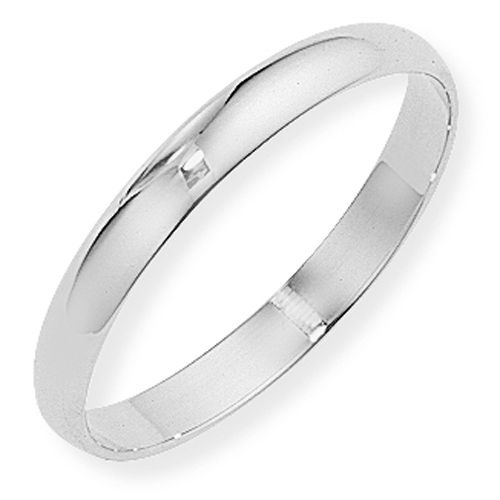 9ct White Gold 3mm D-Shaped Wedding Ring - 00020629 | Heming Diamond Jewellers | London