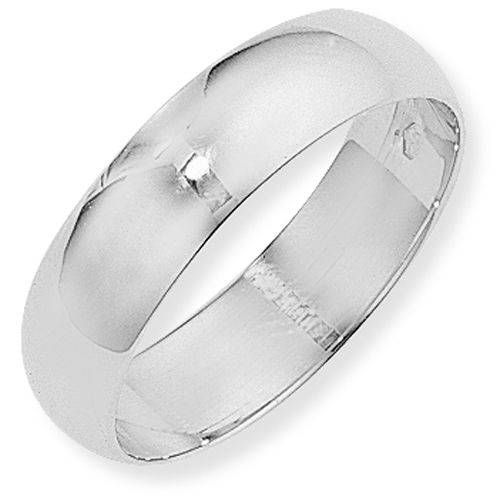 9ct White Gold 6mm D-Shaped Wedding Ring - 00020642 | Heming Diamond Jewellers | London