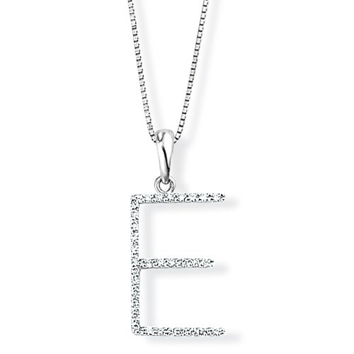 Diamond Initial 'E' Pendant - 00018886 | Heming Diamond Jewellers | London