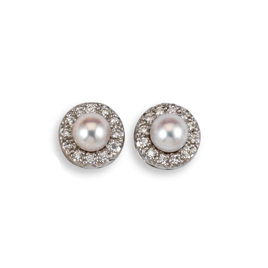 Pearl diamond outlet cluster earrings