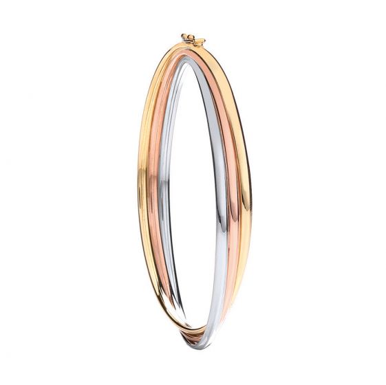 3 Colour Gold Russian Style Bangle - 02023513 | Heming Diamond Jewellers | London