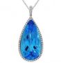 Blue Topaz and Diamond Cluster Pendant - 02023582 | Heming Diamond Jewellers | London