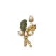 Pearl and Hardstone Oak Leaf Brooch