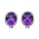 Amethyst And Diamond Cluster Earrings - 00021612 | Heming Diamond Jewellers | London