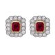 Ruby and Diamond Cluster Earrings - 00019737 | Heming Diamond Jewellers | London