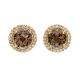 Smokey Quartz and Diamond Cluster Earrings - 00019567 | Heming Diamond Jewellers | London