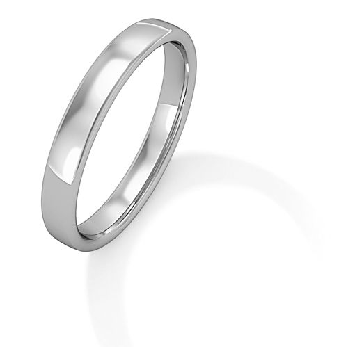 9ct White Gold 3mm Bombe Court-Shaped Wedding Ring - 00020668 | Heming Diamond Jewellers | London