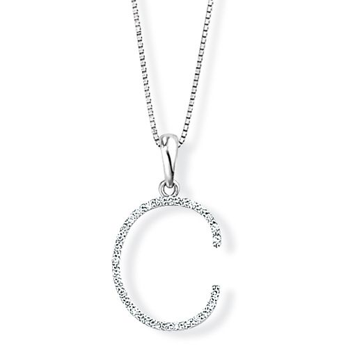 Diamond Initial 'C' Pendant - 00018884 | Heming Diamond Jewellers | London