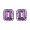 Amethyst and Diamond Cluster Earrings - 00018509 | Heming Diamond Jewellers | London