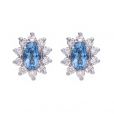 Aquamarine and Diamond Clusters - 00019749 | Heming Diamond Jewellers | London