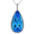 Blue Topaz and Diamond Cluster Pendant - 02023582 | Heming Diamond Jewellers | London