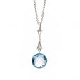 Blue Topaz and Diamond Drop Pendant - 00020837 | Heming Diamond Jewellers | London