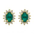 Emerald and Diamond Cluster Earrings - 00021068 | Heming Diamond Jewellers | London