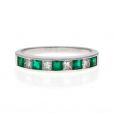 Emerald & Diamond Half Eternity Ring - 00019765 | Heming Diamond Jewellers | London