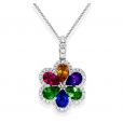 Multi Sapphire and Diamond Pendant - 02022182 | Heming Diamond Jewellers | London