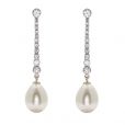 Pearl and Diamond Drop Earrings - 01025397 | Heming Diamond Jewellers | London