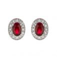 Ruby and Diamond Cluster Earrings - 00020945 | Heming Diamond Jewellers | London