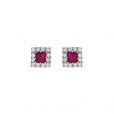 Ruby and diamond cluster stud earrings - 00021202 | Heming Diamond Jewellers | London