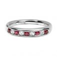 Ruby & Diamond Half Eternity Ring - 00018693 | Heming Diamond Jewellers | London