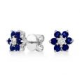 Sapphire and Diamond Cluster Earrings - 00022918 | Heming Diamond Jewellers | London