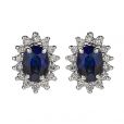 Sapphire & Diamond Cluster Earrings - 00021130 | Heming Diamond Jewellers | London