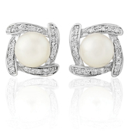 Pearl and Diamond Earrings - 00024093 | Heming Diamond Jewellers | London