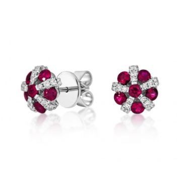 Ruby and Diamond Earrings - 00022926 | Heming Diamond Jewellers | London