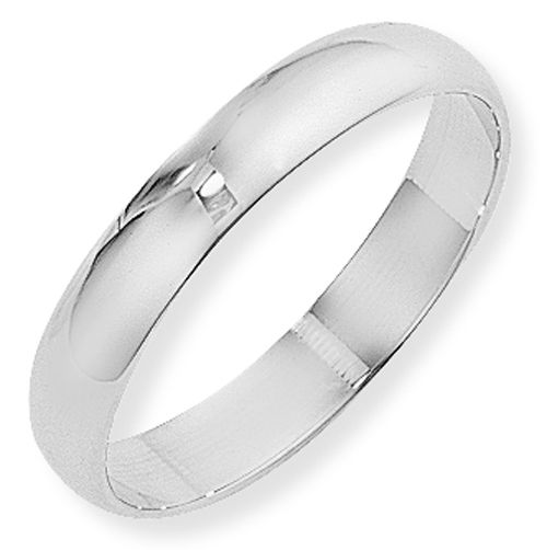9ct White Gold 4mm D-Shaped Wedding Ring - 00020640 | Heming Diamond Jewellers | London