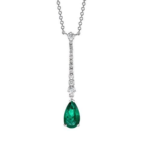 Emerald and Diamond Drop Pendant