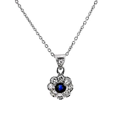 Sapphire and Diamond Pendant - 01017601 | Heming Diamond Jewellers | London