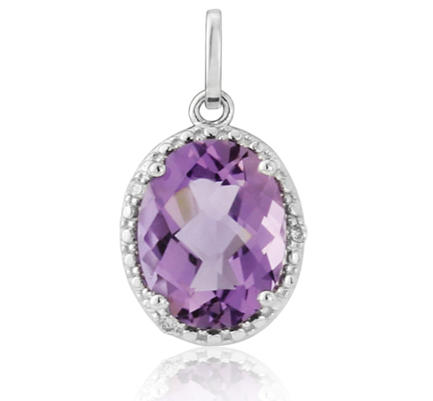 Amethyst and Diamond Pendant - 00022747 | Heming Diamond Jewellers | London