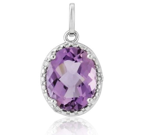 Amethyst and Diamond Pendant - 00024099 | Heming Diamond Jewellers | London