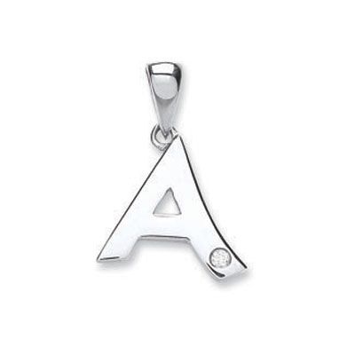 A 9ct White Gold  & Diamond 'A' Pendant - 00021456 | Heming Diamond Jewellers | London