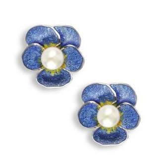 Enamel Pansy Earrings - 00022698 | Heming Diamond Jewellers | London