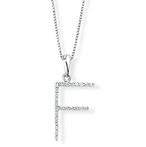 Diamond Initial 'F' Pendant - 00018887 | Heming Diamond Jewellers | London