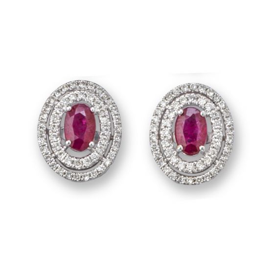 Ruby and Diamond Earrings - 00025358 | Heming Diamond Jewellers | London