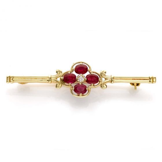 Ruby Bar Brooch - 00020989 | Heming Diamond Jewellers | London