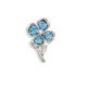 Blue Topaz and Diamond Flower Brooch