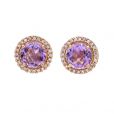 Amethyst and Diamond Cluster Earrings - 00022150 | Heming Diamond Jewellers | London