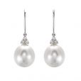 Pearl and Diamond Drop Earrings - 00020081 | Heming Diamond Jewellers | London