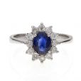 Sapphire & Diamond Cluster Ring - 00019768 | Heming Diamond Jewellers | London