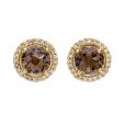 Smokey Quartz and Diamond Cluster Earrings - 00019567 | Heming Diamond Jewellers | London