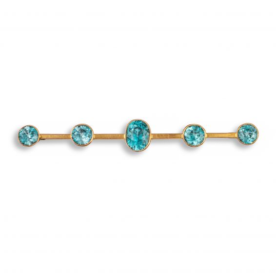 Blue Zircon Bar Brooch - 02023493 | Heming Diamond Jewellers | London